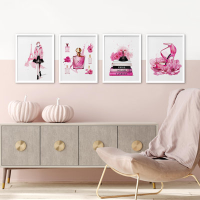 " Fashion Sketch Paris France Eiffel Tower Perfume " 4 Piece Art Print
