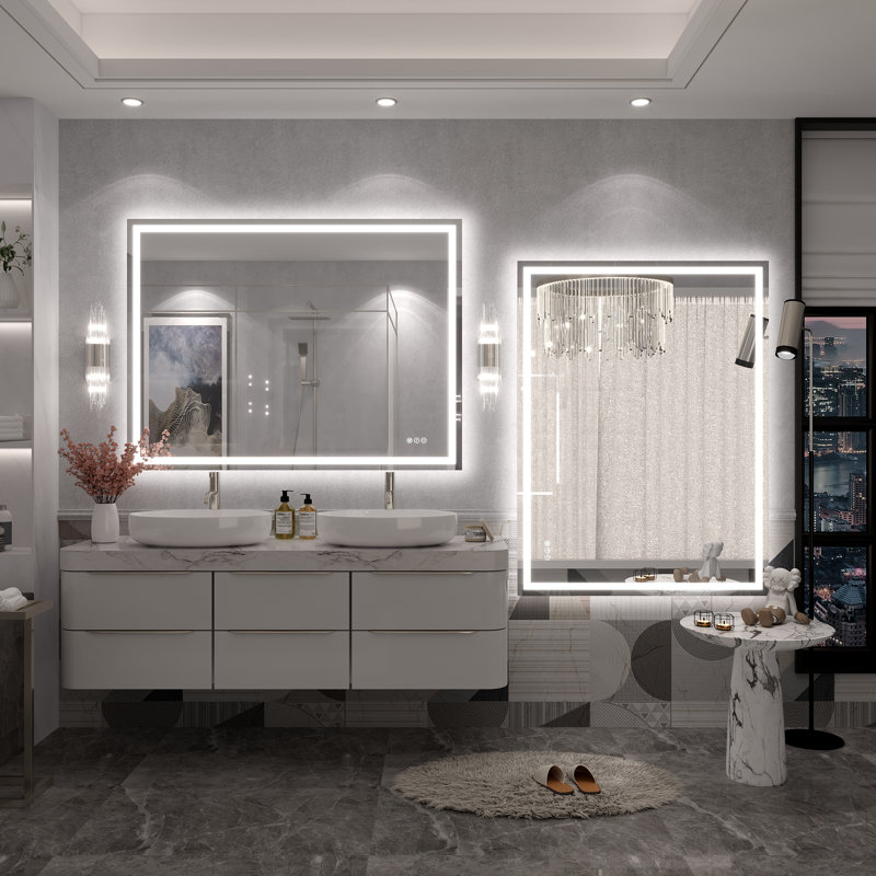 Miroir de salle de bain Molly Framelss, 48 po x 36 po, Transparent