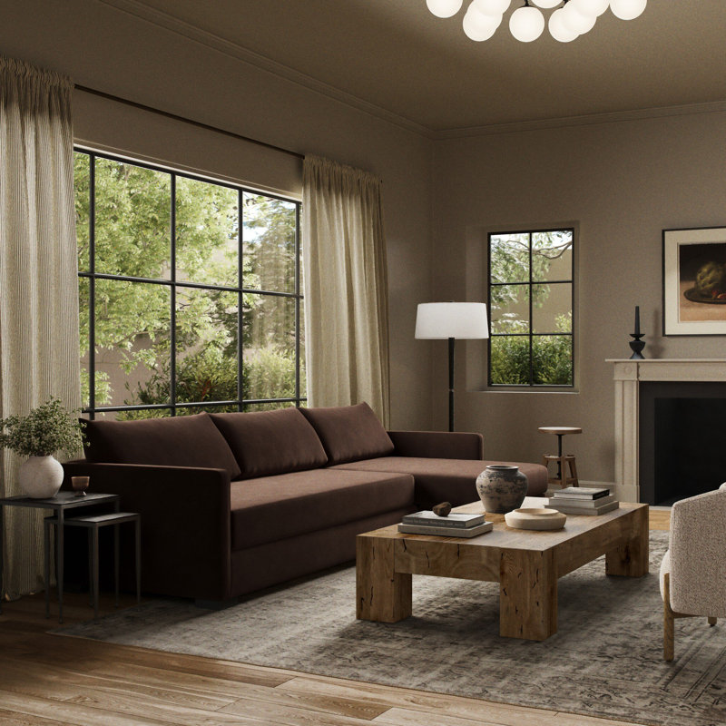 Wickham Chaise Sectional, Right Hand Facing, Crypton Nomad Snow Polyester Blend