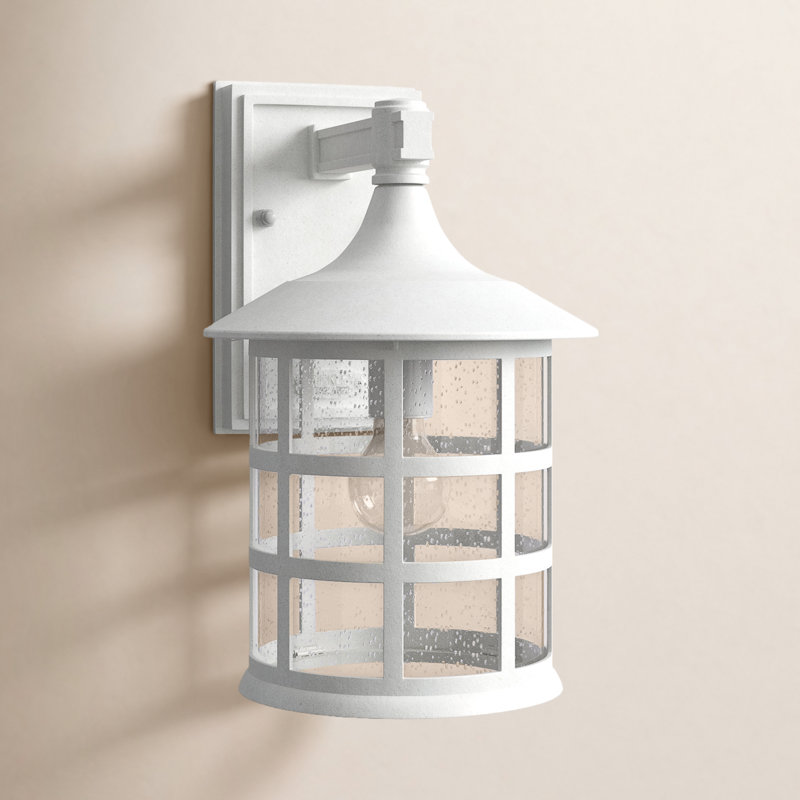 Textured White 1 - Bulb Outdoor Wall Lantern, 15.25" H x 10" W x 15.25" D, Textured White, MED