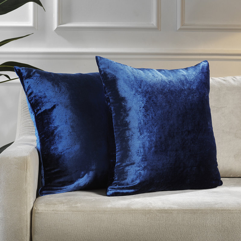 Shiny Velvet Pillow Cover, Carrée, Marine, H 26 po x l 26 po