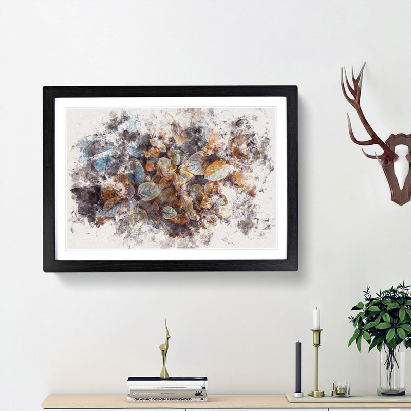 Pretty Leaves - Framed Print, 45cm H x 63cm W x 2cm D, Black Framed