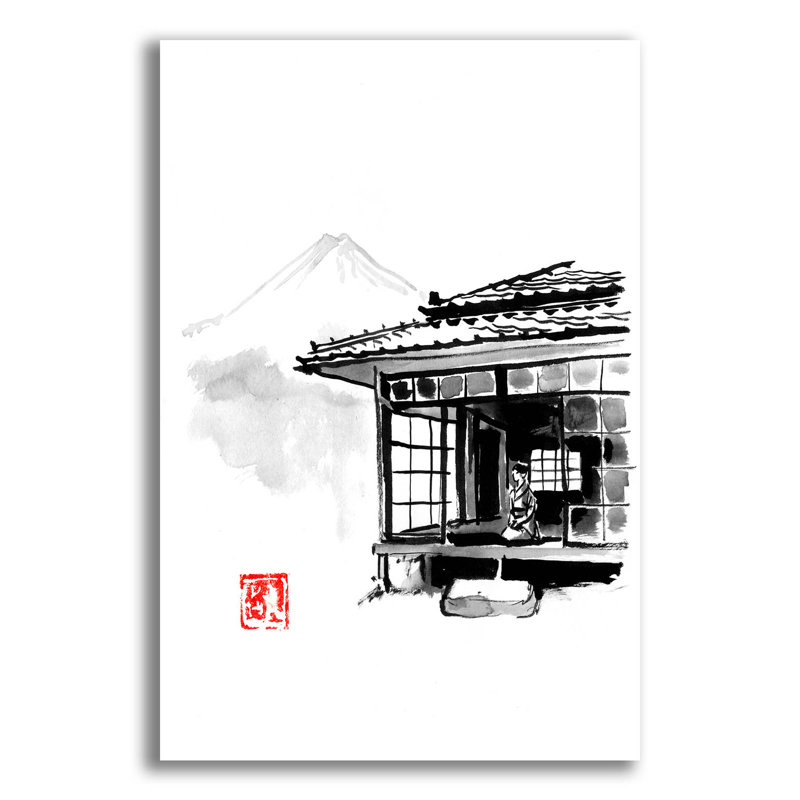 «Geisha Living At The Fuji» par Pechane, H 24 po x l 16 po x P 0,2 po