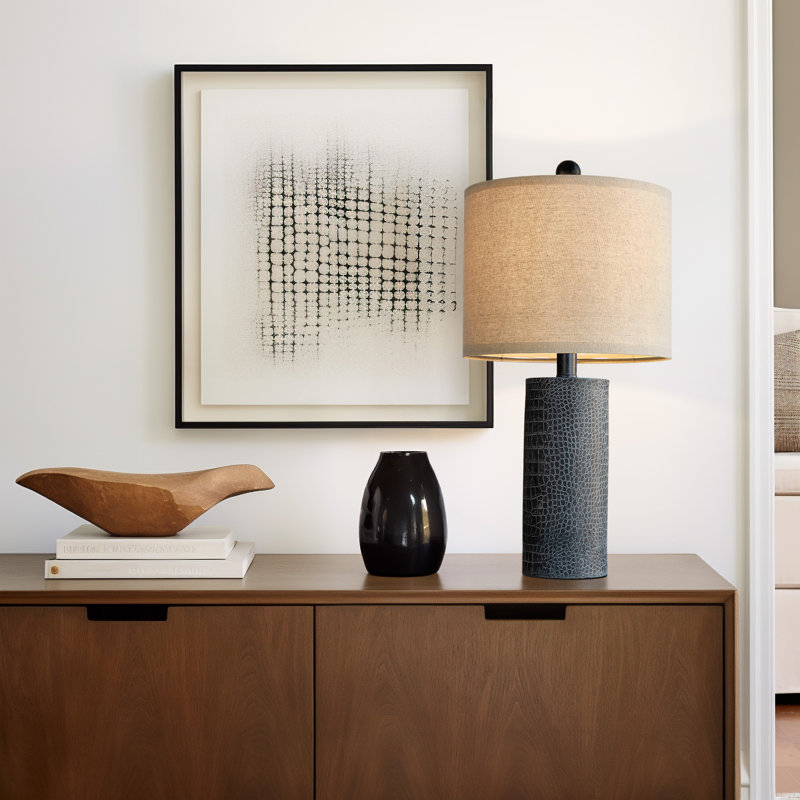 Lampe de table en similicuir de 20,5 po, idéale pour le salon, la chambre à coucher, le chevet et le bureau