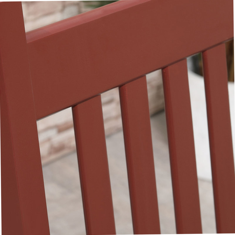 Ensemble de chaises berçantes d'extérieur en bois, accoudoirs lisses, dossier haut, durable pour patio, balcon et porche, rouge vin