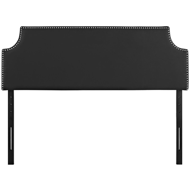 Laura Full Vinyl Headboard, King, Beige Polyester Blend