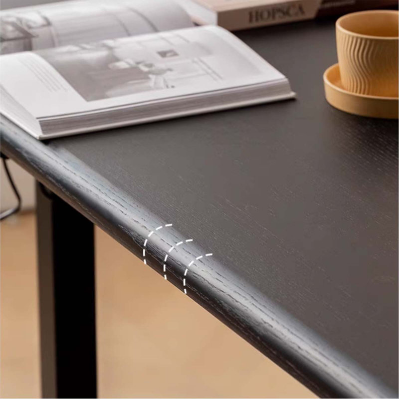 Table réglable en hauteur en bois massif noir, H 29,53 po x l 62,99 po x P 27,56 po