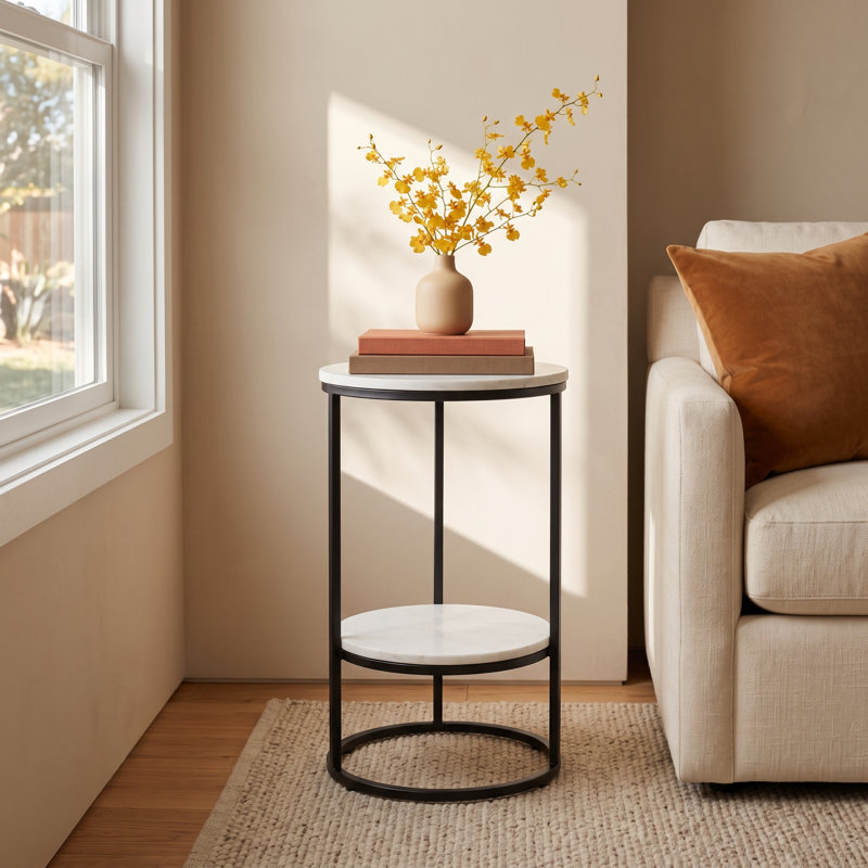 Mal Fransin Frame End Table, White