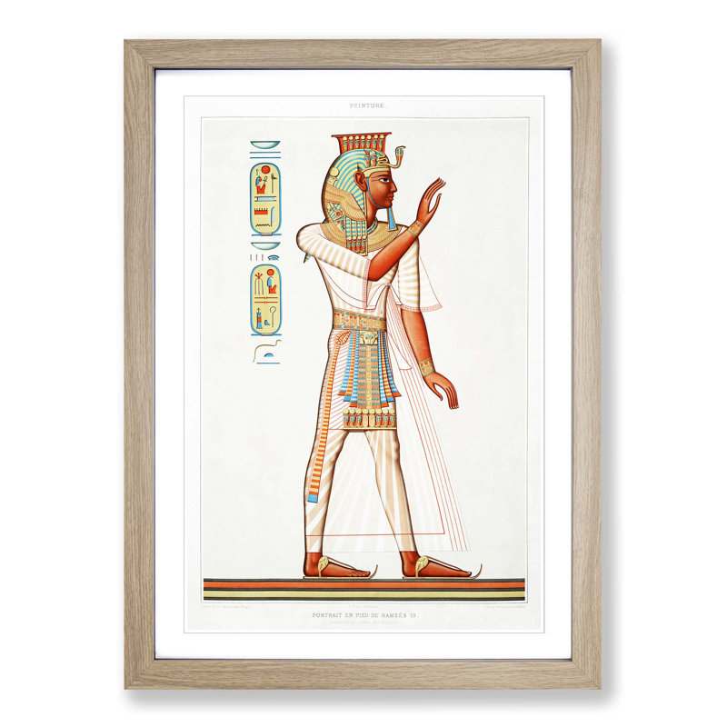 Ramses III by Emile Prisse D'Avennes - Picture Frame Painting Print, 48cm H x 36cm W x 2cm D, Oak Framed