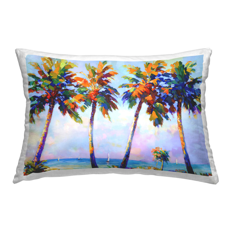 Palm Trees in Sun Warmth Decorative Printed Throw Pillow Design by Leon Devenice