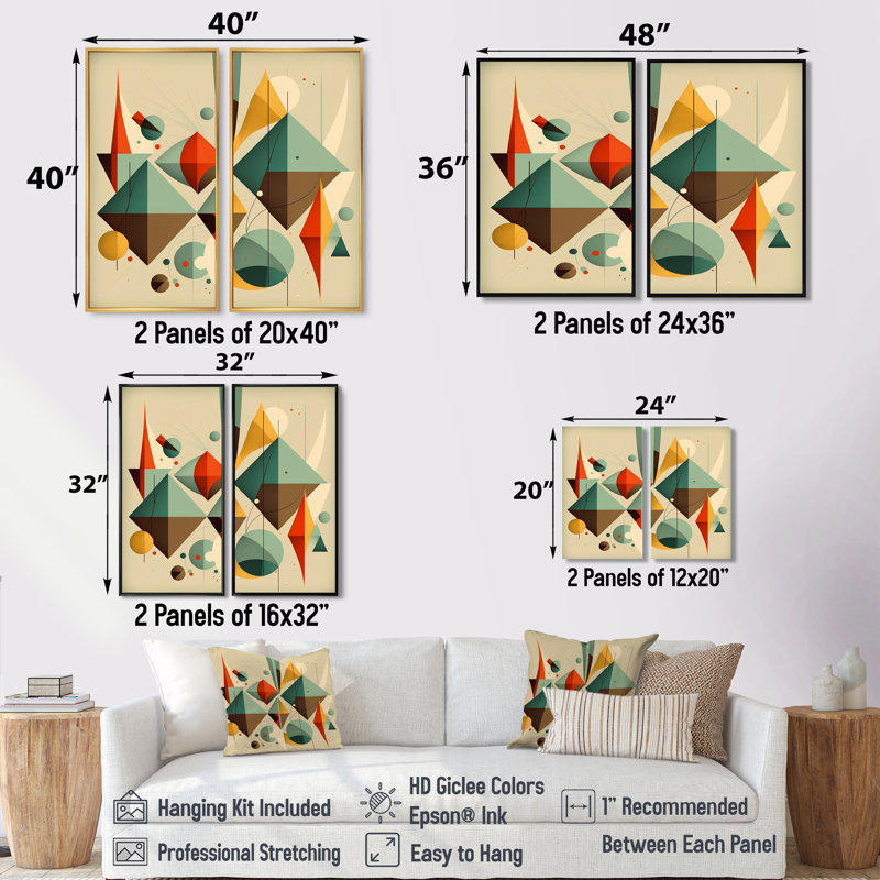 Mid-Century Retro Dimensions III - Abstract Midcentury, art mural, H 36 po x l 48 po, Impression encadrée flottante, Blanc