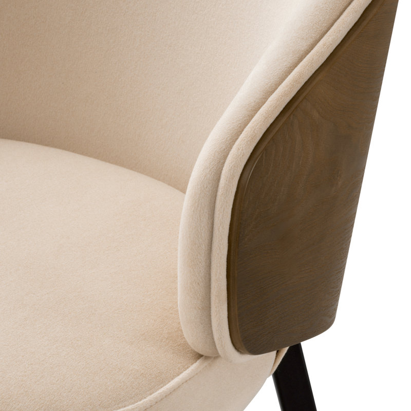 Camerota Upholstered Arm Chair, Beige/Walnut