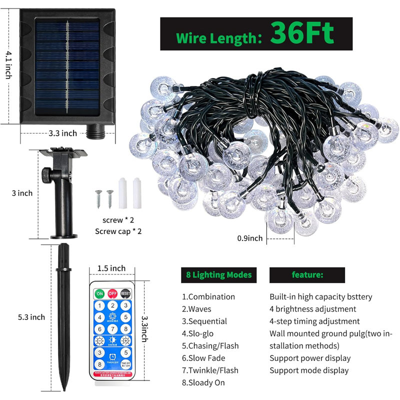 Kataway 60 - Bulb 432'' Solar Powered Globe String Light