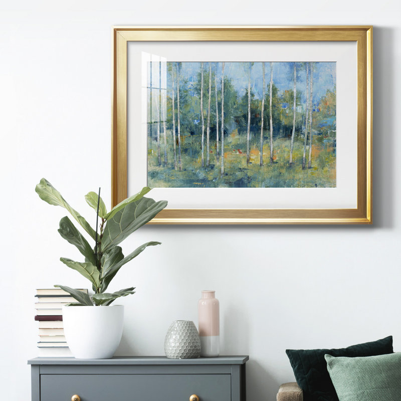 Woodland View I, reproduction encadrée de qualité supérieure - prête à être accrochée, Cadre doré, Blanc