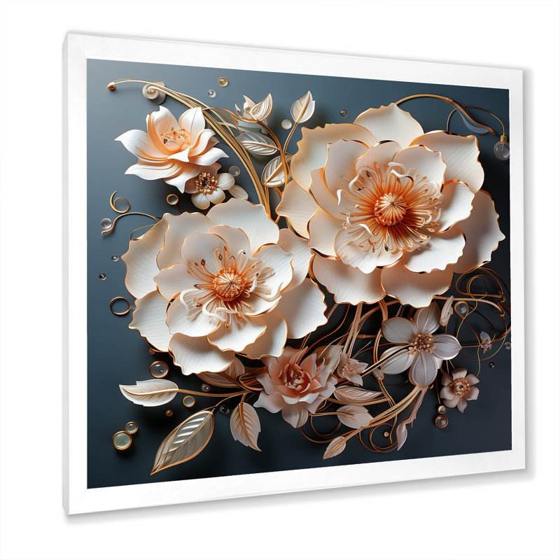 Modern Modern Roses Transparent Romance sur toile, Cadre simple blanc, H 16 po x l 16 po x P 1 po