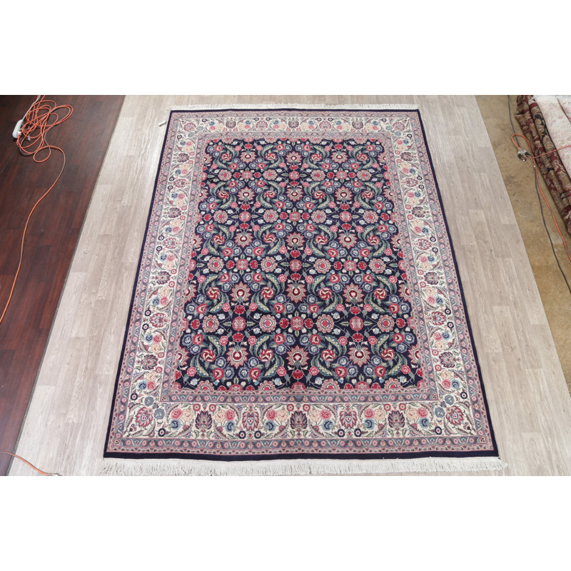 Tapis de zone en laine rouge/bleu 9 pi 1 po x 11 pi 9 po one-of-kind-noué la main Chicopee