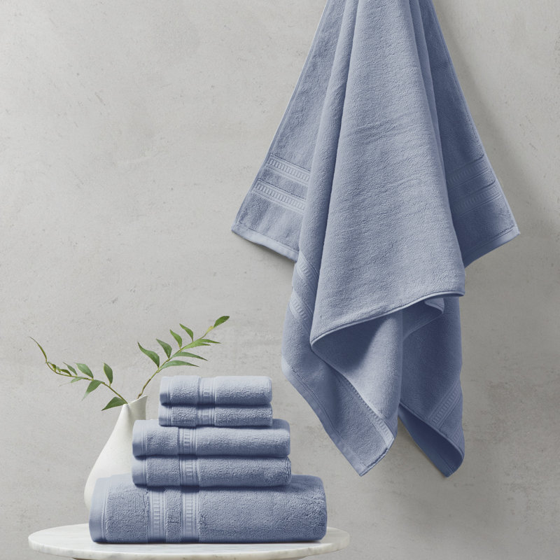 Ensemble de serviettes antimicrobiennes 100% coton Plume, Bleu