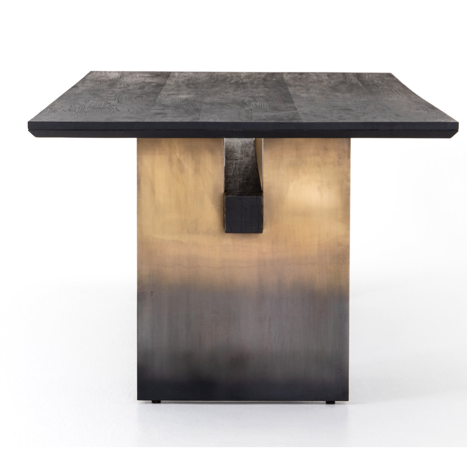 94'' Dining Table, Black Oak Top/Ombre Brass Base