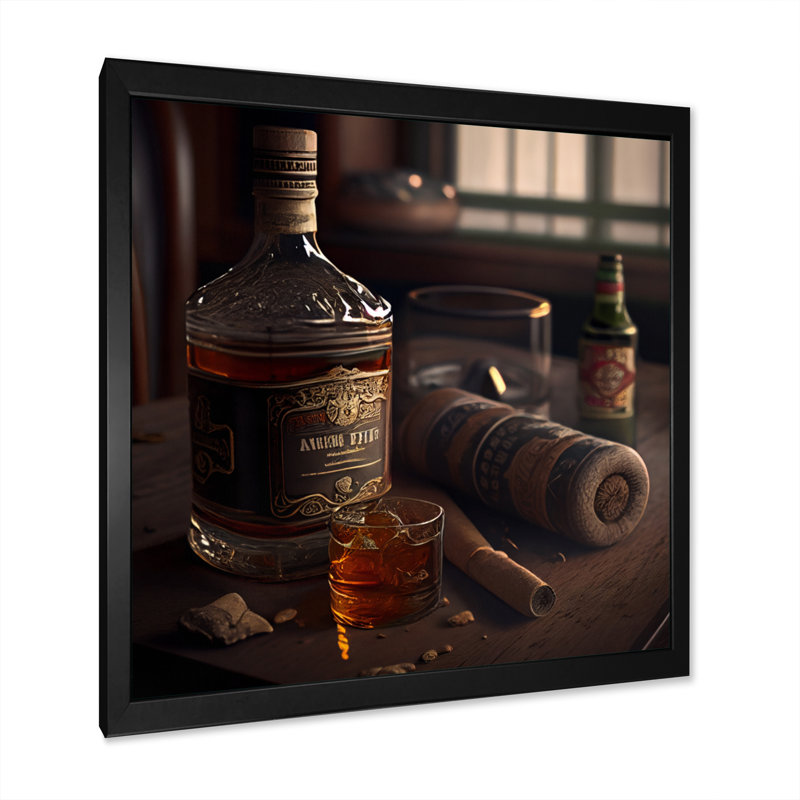 «Alhanol with Cigars IV», impression sur toile, Cadre noir, H 16 po x l 16 po x P 1 po