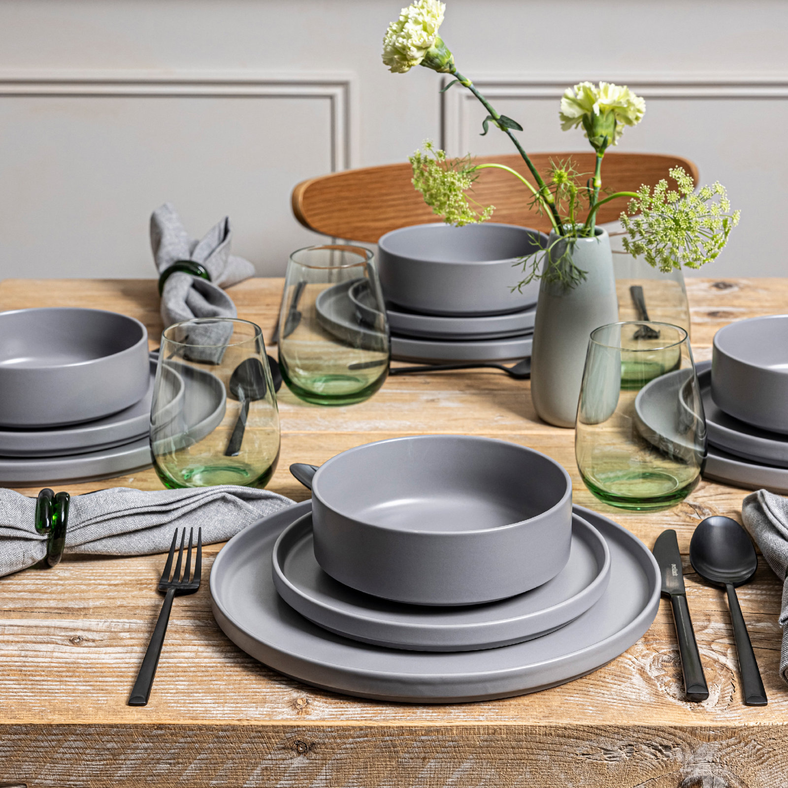 Stackable Stoneware Cereal Bowl, Gray