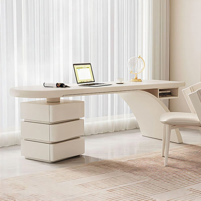 The desk and writing table are modern and simple