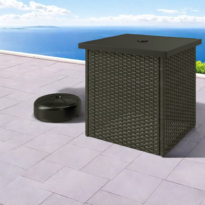 Tables de patio avec parasol, table d'appoint moderne en osier pour patio