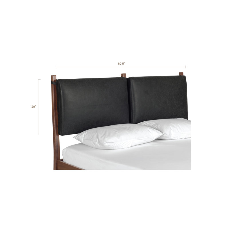 Truro Upholstered Genuine Leather Headboard, Black