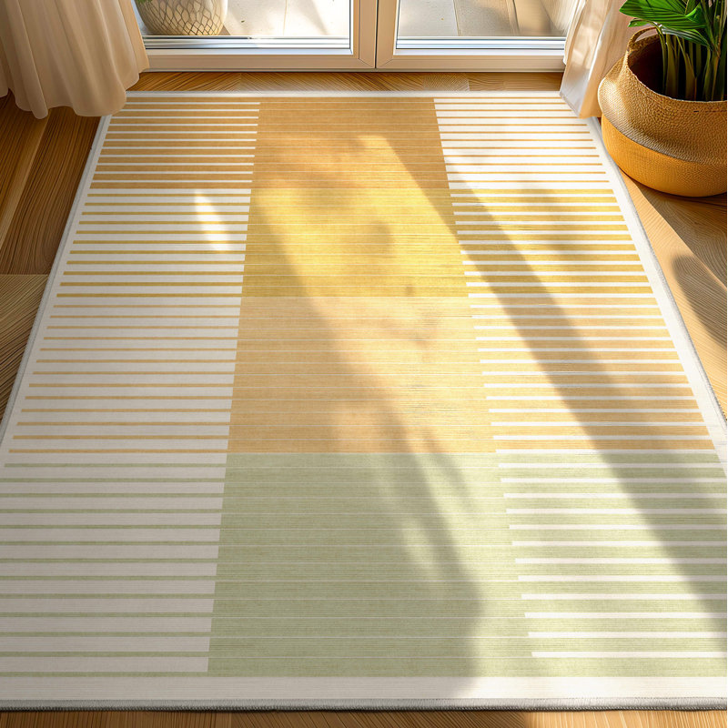 Tapis tissé à plat jaune Kehr Modern, Rectangle 13 pi x 9 pi 10 po