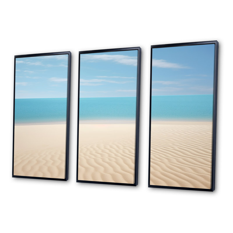 Ensemble de salon Coastal Hush Dreaming Beach Sand - Coastal Wall Art, H 40 po x l 60 po x P 1 po, Cadre flottant noir