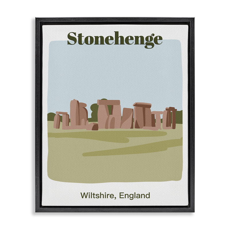 «Stonehenge Landmark Architecture», art mural encadré flottant par Regina Moore, Cadre flottant noir de jais