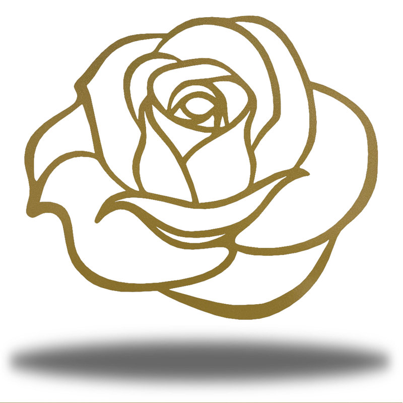 Décoration murale en métal Rose Bud Coastal, H 24 po x l 16,25 po x P 0,0625 po, Doré