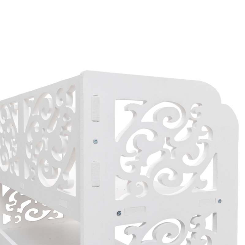 White Hollow Carved Wood-plastic Shoe Rack - 4-tier Easy-assemble Storage Rack For Shoes, Keys & Potted Plants