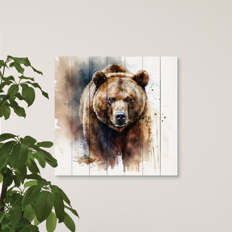 Millwood Pines Bear On Wood Print | Wayfair