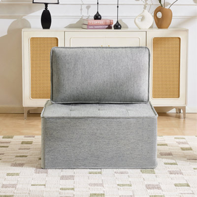 Modular Linen Sectional Sofa with Wooden Frame for Small Apartments and Living Rooms, Light Gray