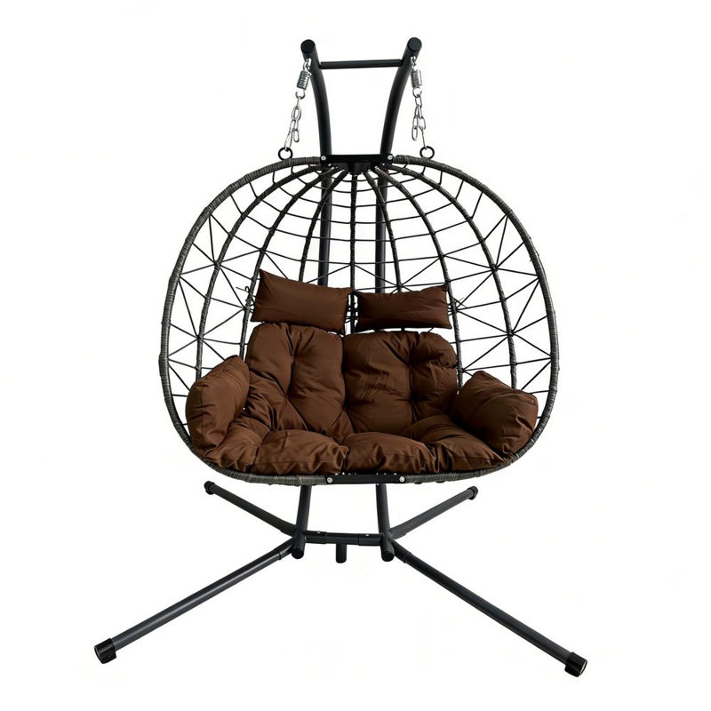 Balancelle de patio avec hamac et coussin, Brun
