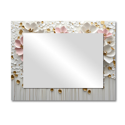 Wildflowers Creamy Blossoms In The Wild I - Floral Accent Wall Mirror - Printed On Metal