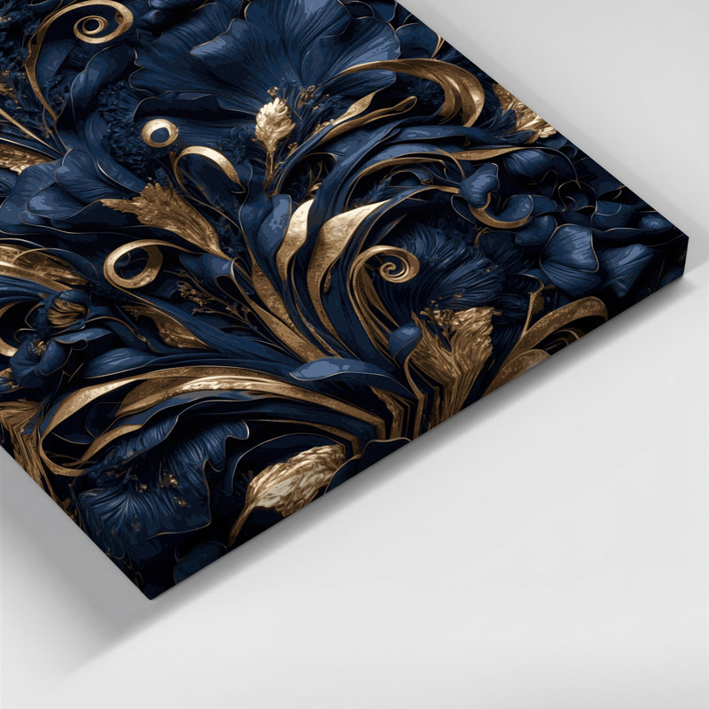 "Abstract Florals 2", art mural sur toile grise, H 12 po x l 12 po