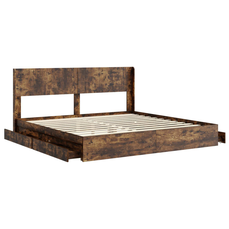 Bed, Smoked Oak, Super King (6')