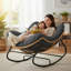 Chaise berçante d'extérieur en osier moderne avec design Papasan et coussin moelleux-2130112614
