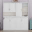 Lit mural peu encombrant avec armoire suspendue, tablettes ouvertes, éclairage intégré et port de charge USB-1476360063