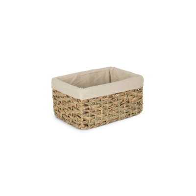 Lily Manor Wicker Thatch Grass Storage Basket with Lining