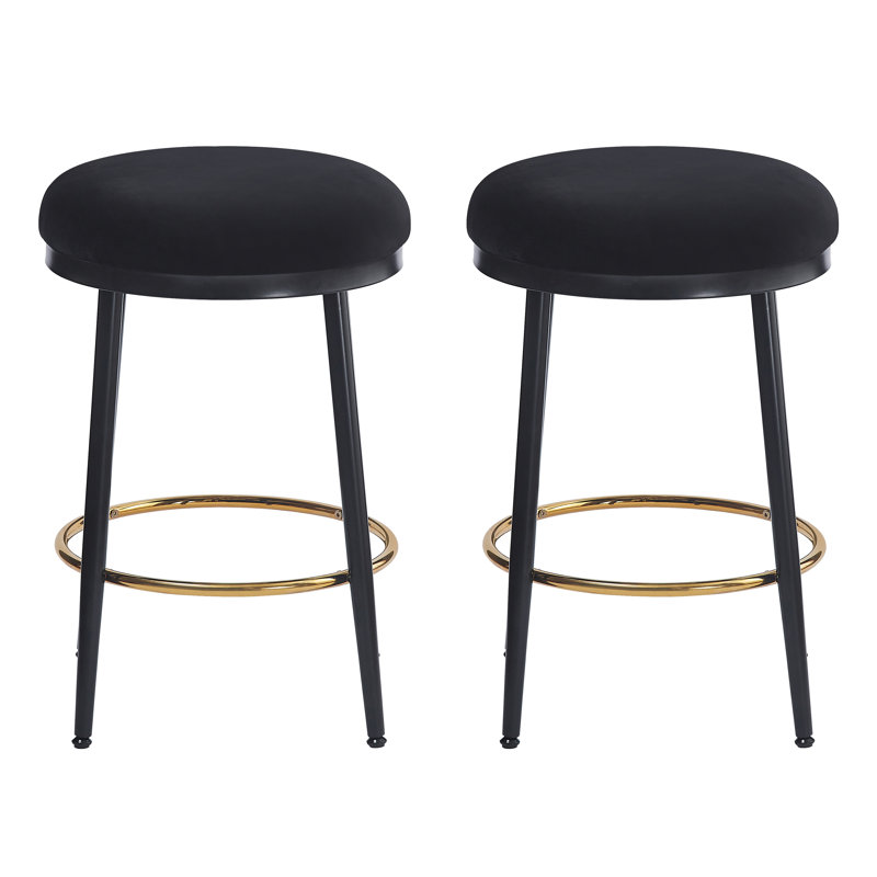 Tabouret de comptoir moderne 24,75 po Yamanda, Noir, noir, noir, noir, Set of 2