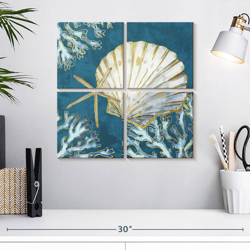 Aletra Playa Shells Indigo II, 18" H x 18" W