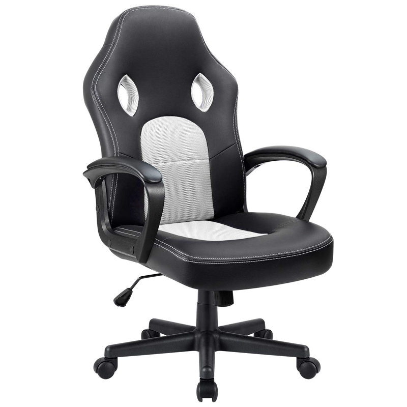 Fauteuil de jeu ergonomique PC et Racing, Blanc