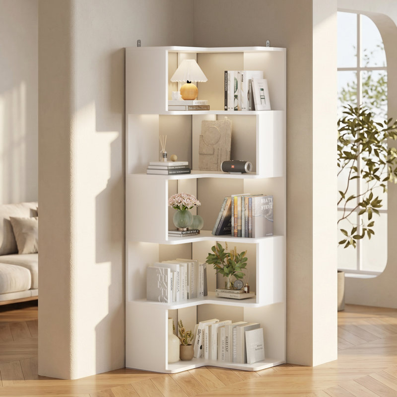 Étagère de rangement blanche à 6 niveaux avec étagère de rangement moderne en L