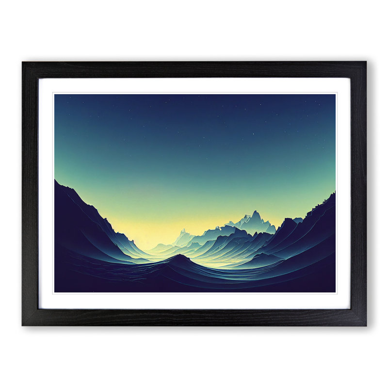 View Of The Mountains - Single Picture Frame Painting, Black, 46cm H x 64cm W x 2cm D