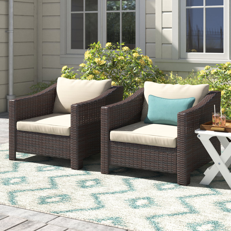 Chaise de patio avec coussins Amarveer, Brun pâle