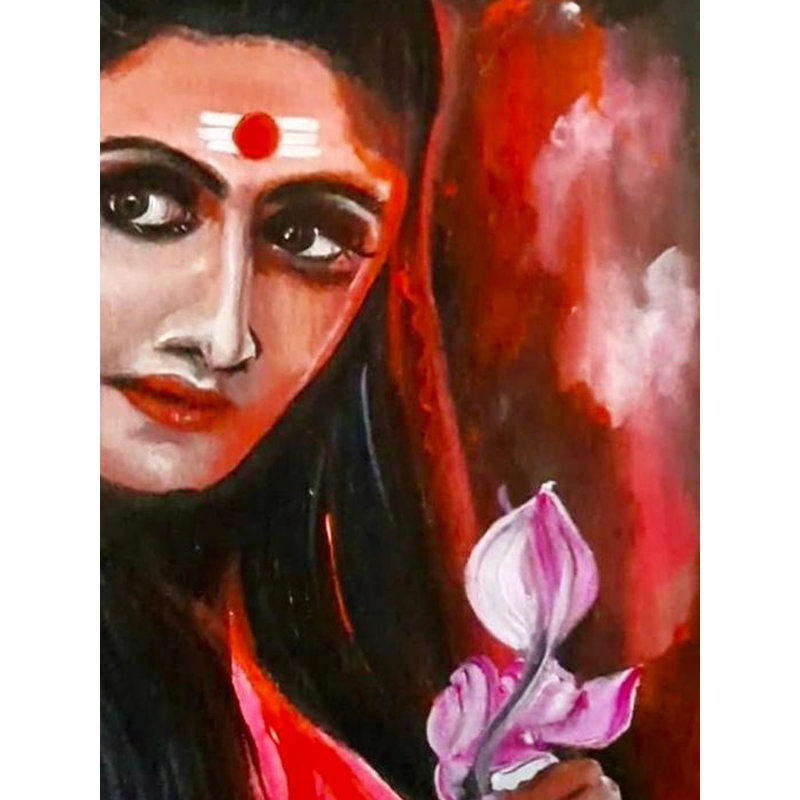 Shakti avec cale fleur | Acrylique sur toile tendue | Par Kajal Saxena