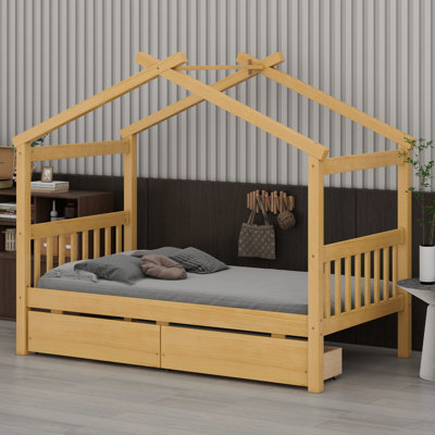 Lit en bois avec tiroirs