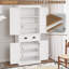 Armoire de cuisine haute 4 portes avec grand tiroir - Organisateur de rangement spacieux pour la cuisine, la salle à manger et le salon - Conception robuste et durable
